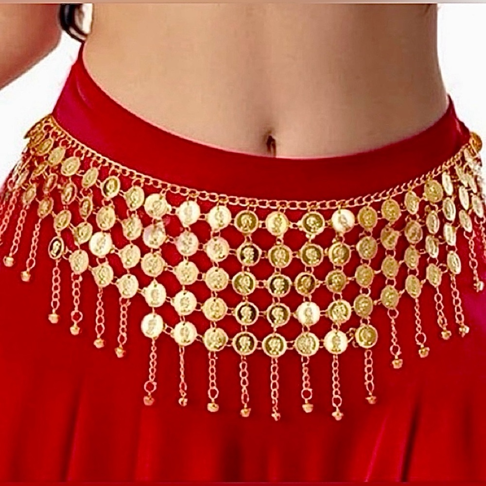 NEW! Coin Chain Waist Belt Gold Tone